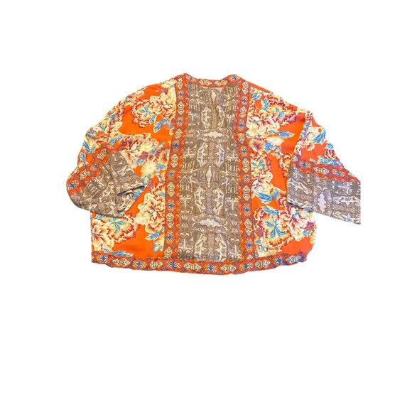 Free People XS/S Floral Geometric Print Long Sleeve Jacket Zip Front Boho Artsy - Picture 6 of 6